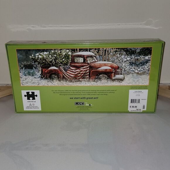 Lang Flag Truck 750 Piece Panoramic Jigsaw Puzzle Tim Coffey Art 3 Ft Wide New - Picture 9 of 10